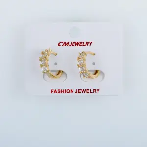 CM Jewelry 14K Kaplama Tırnaklı Halka Küpe