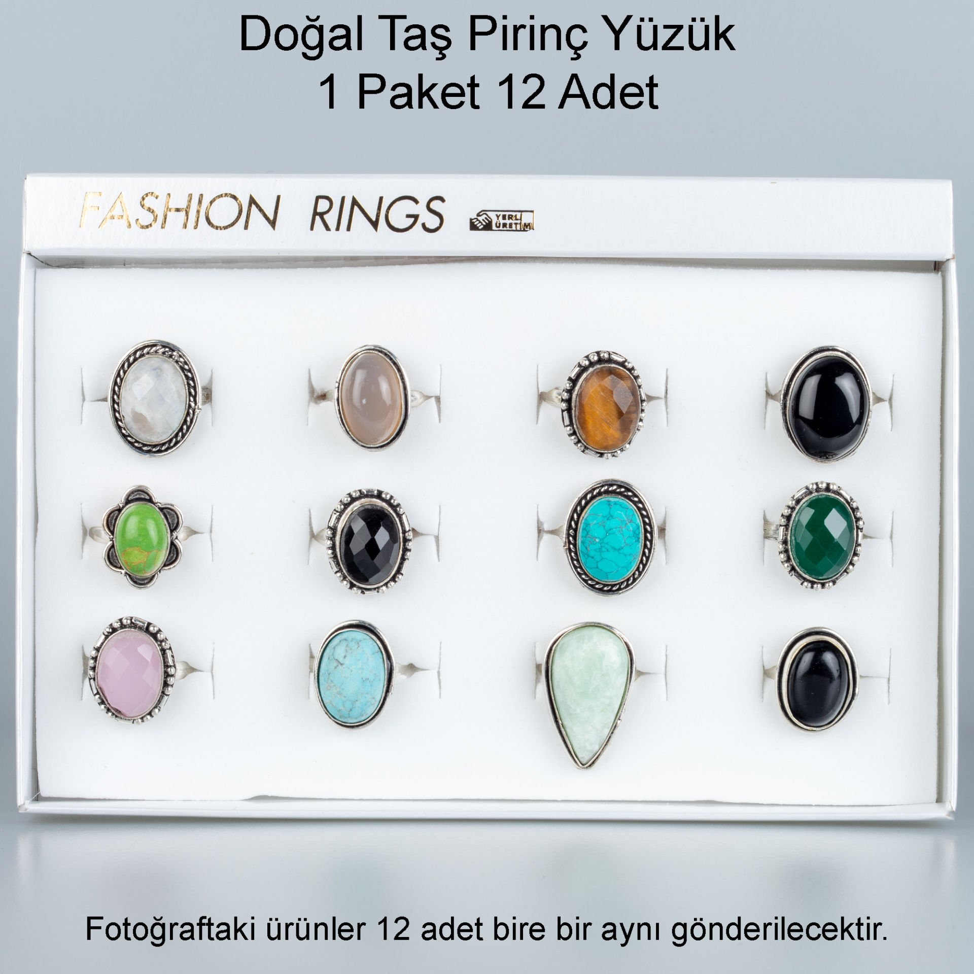 Doğal Taş Pirinç Yüzük-Paket