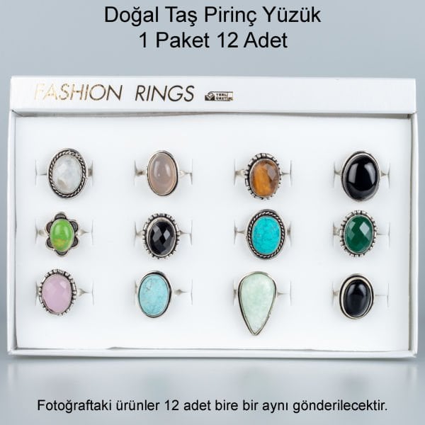 Doğal Taş Pirinç Yüzük-Paket