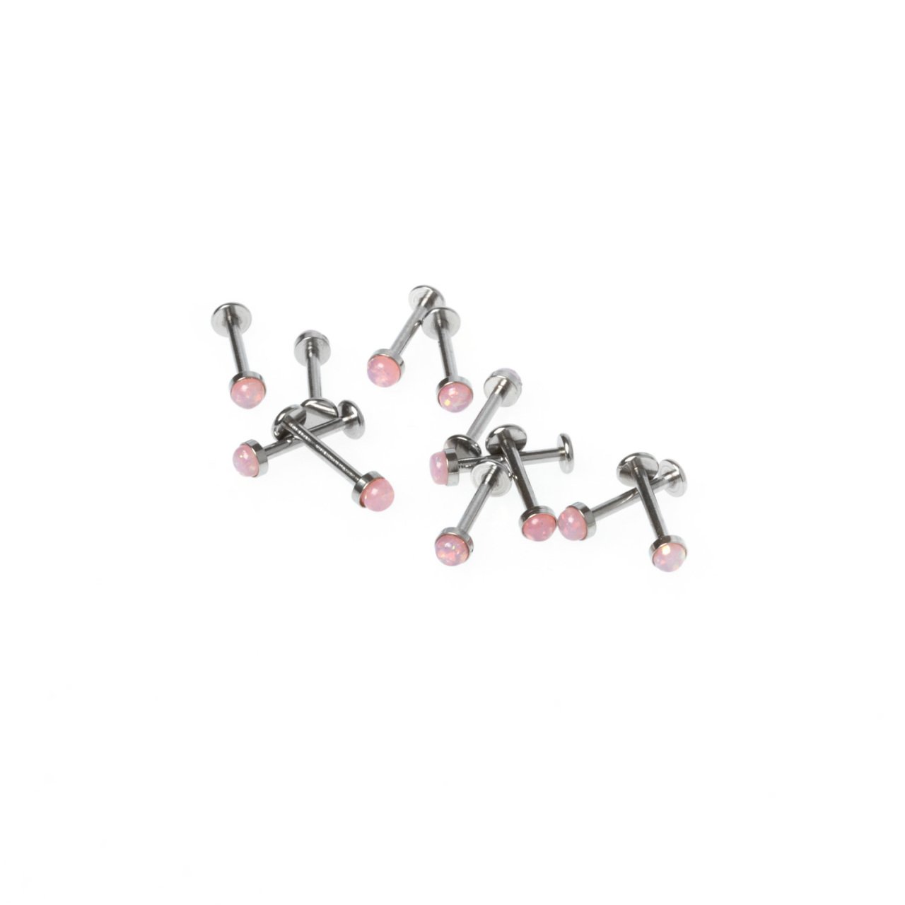 Toptan 316L Çelik Piercing Labret 3.5mm Fake Opal Taş Boy: 1.2x10x3.5mm