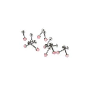 Toptan 316L Çelik Piercing Labret 3.5mm Fake Opal Taş Boy: 1.2x10x3.5mm
