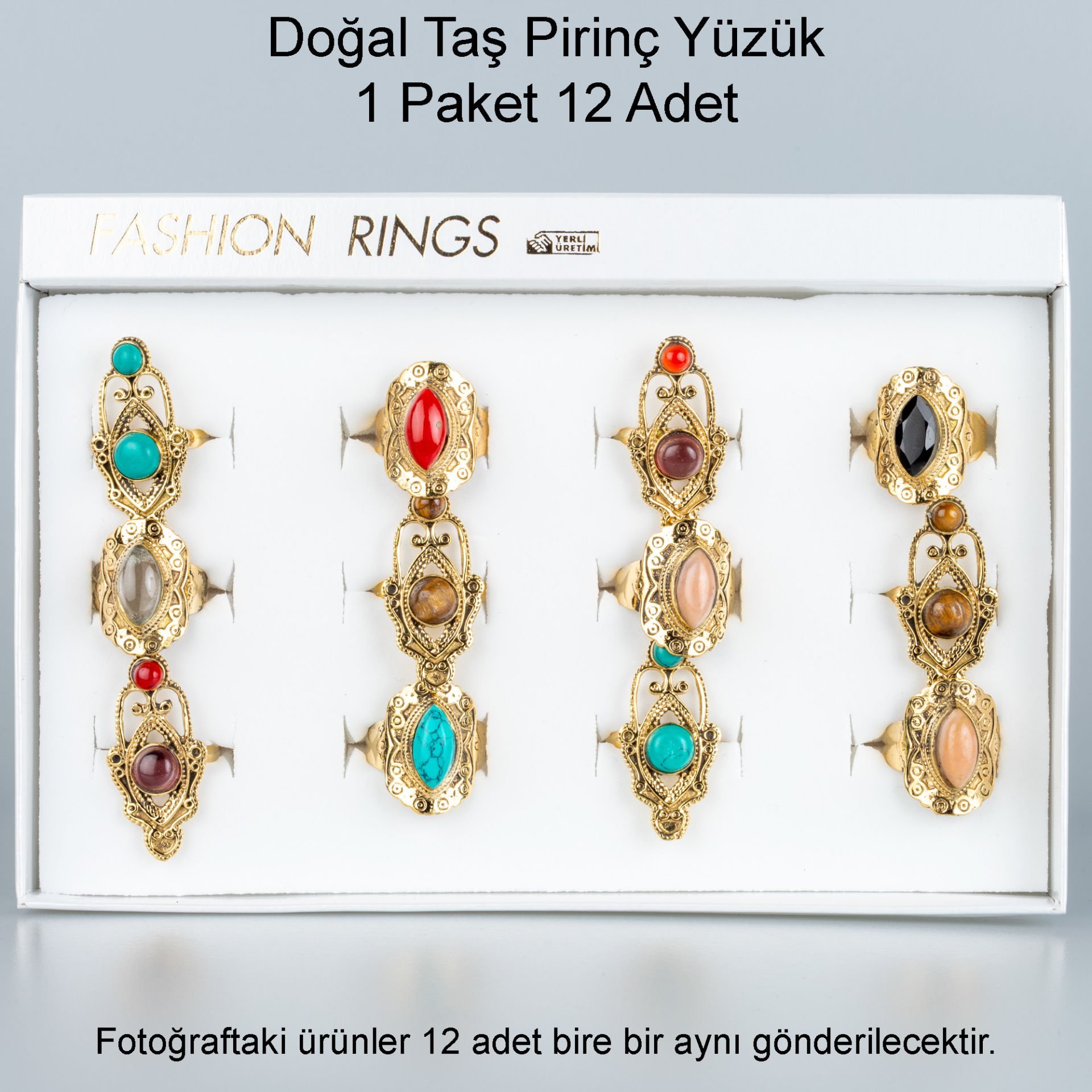 Natural Stone Brass Ring-Package