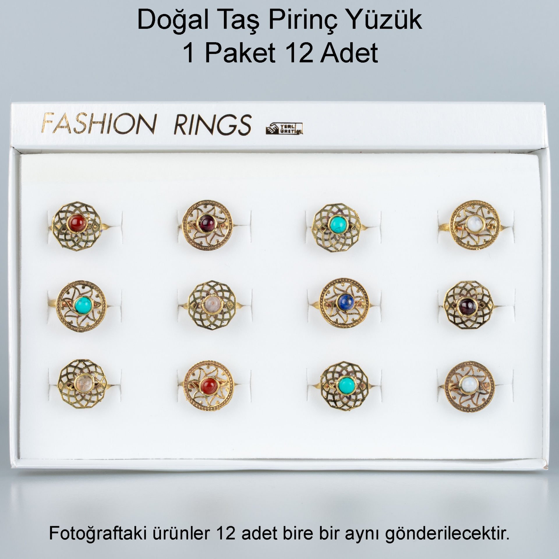 Natural Stone Brass Ring-Package
