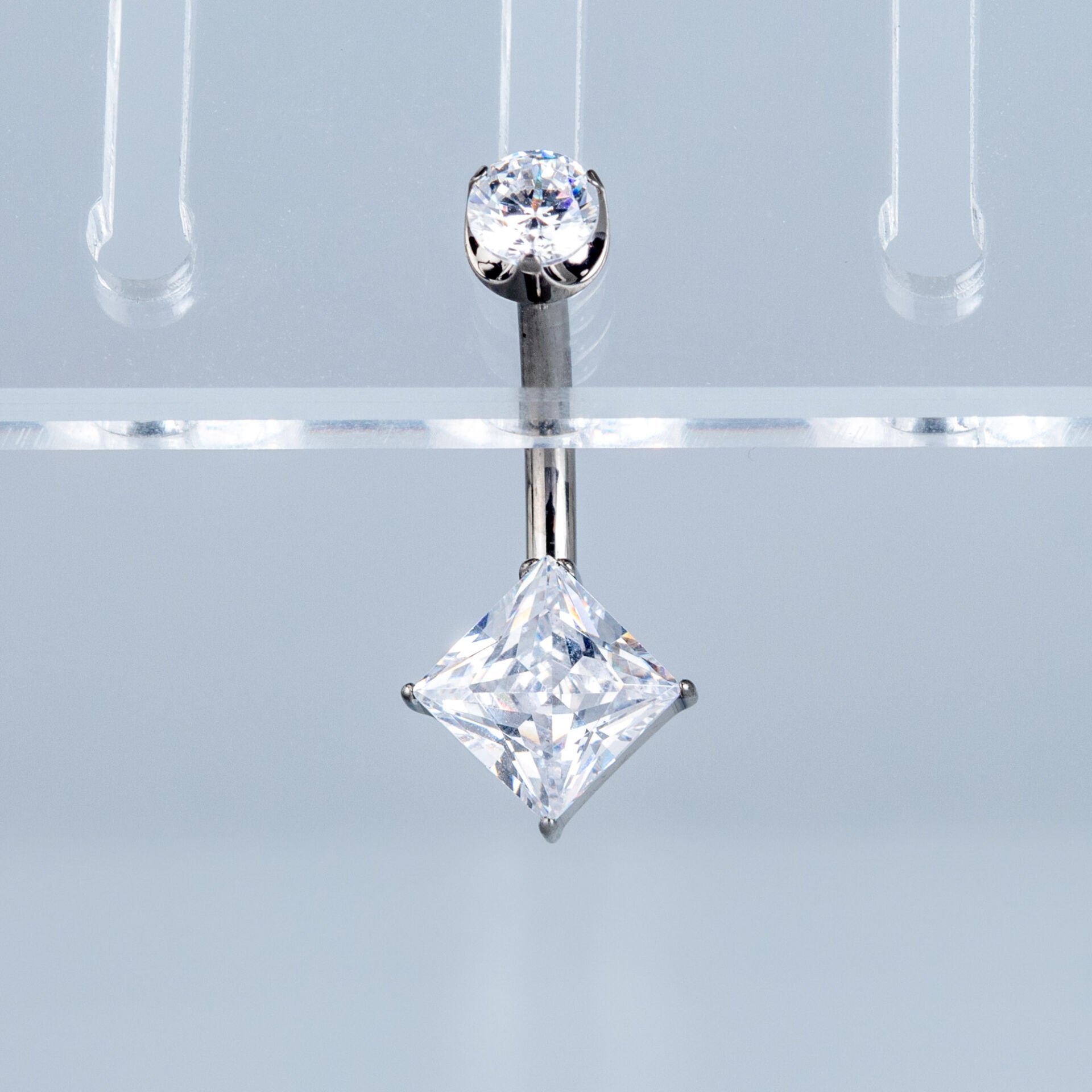 Piercing Titanyum Göbek Fashion 6mm Kare Taş