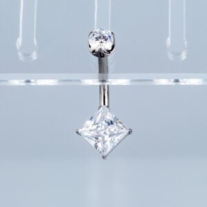 Piercing Titanyum Göbek Fashion 6mm Kare Taş