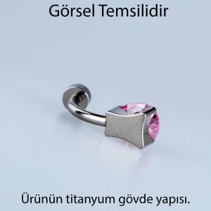 Piercing Titanyum Göbek Fashion 4mm Elips Taş