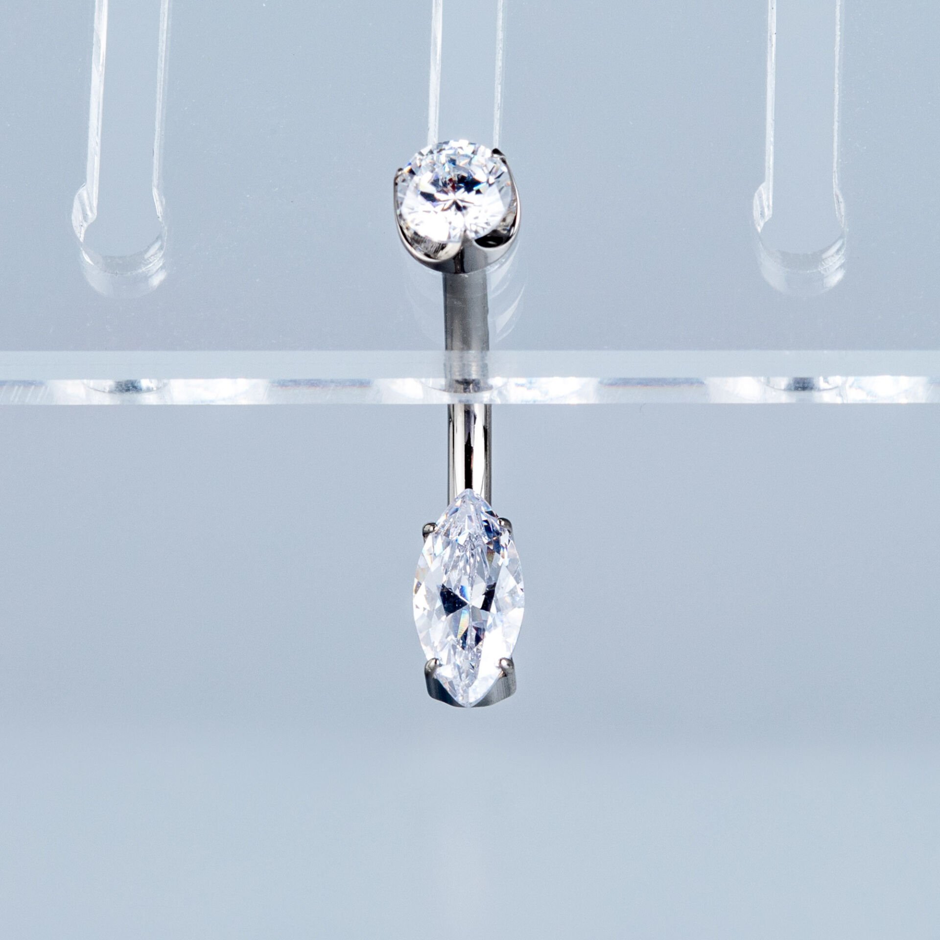 Piercing Titanyum Göbek Fashion 4mm Elips Taş