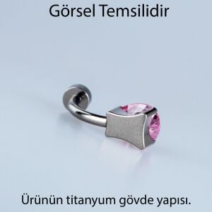 Piercing Titanyum Göbek Fashion 6mm Kalp Taş