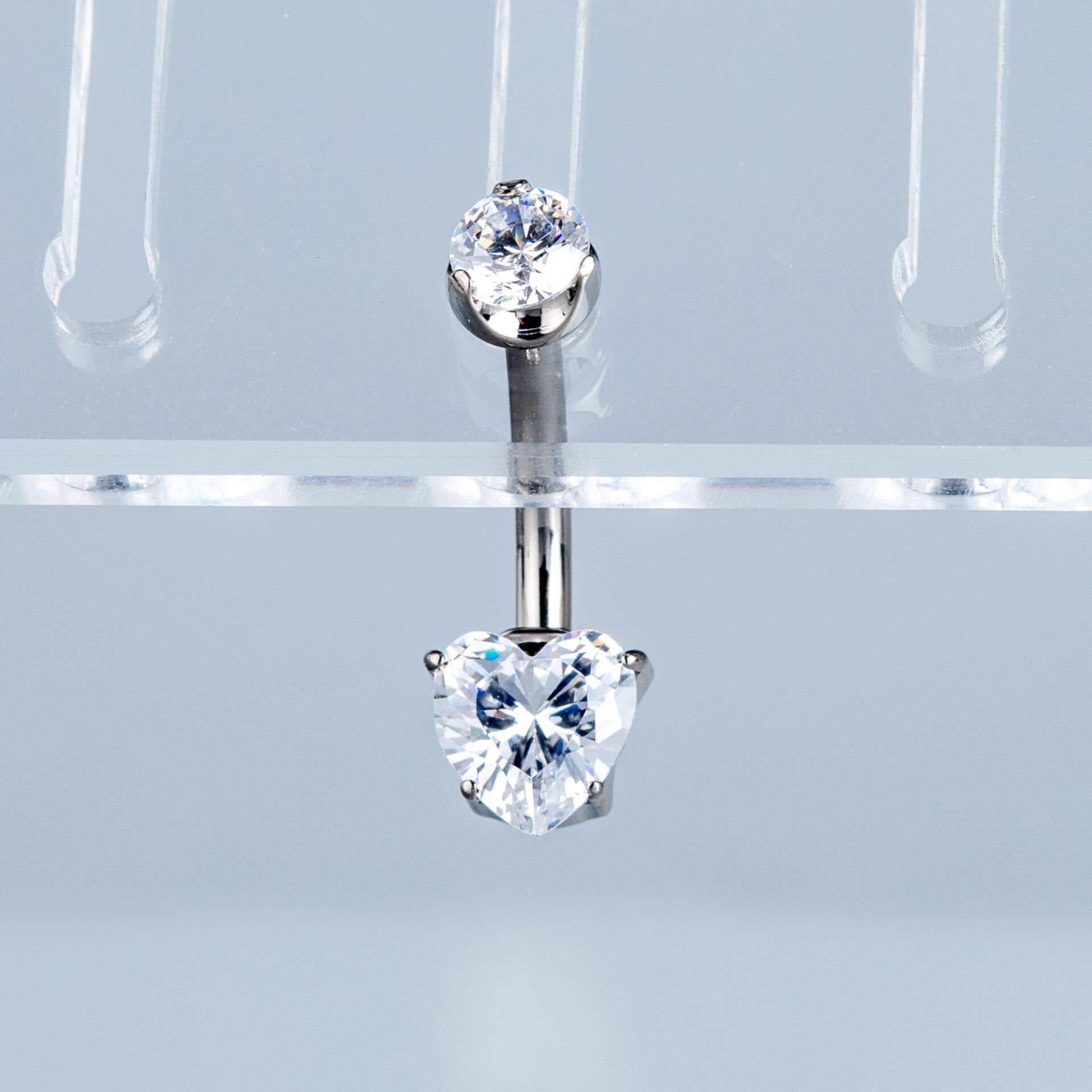 Piercing Titanyum Göbek Fashion 6mm Kalp Taş