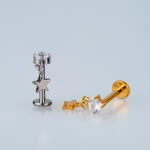 Piercing G23 Titanyum Tragus Helix Yıldız Sarı 8mm