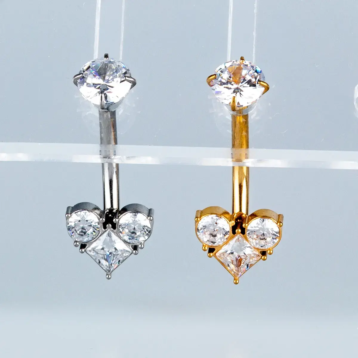Toptan Piercing 316L Cerrahi Çelik Taşlı Kalp Göbek Vos Etnik Takı