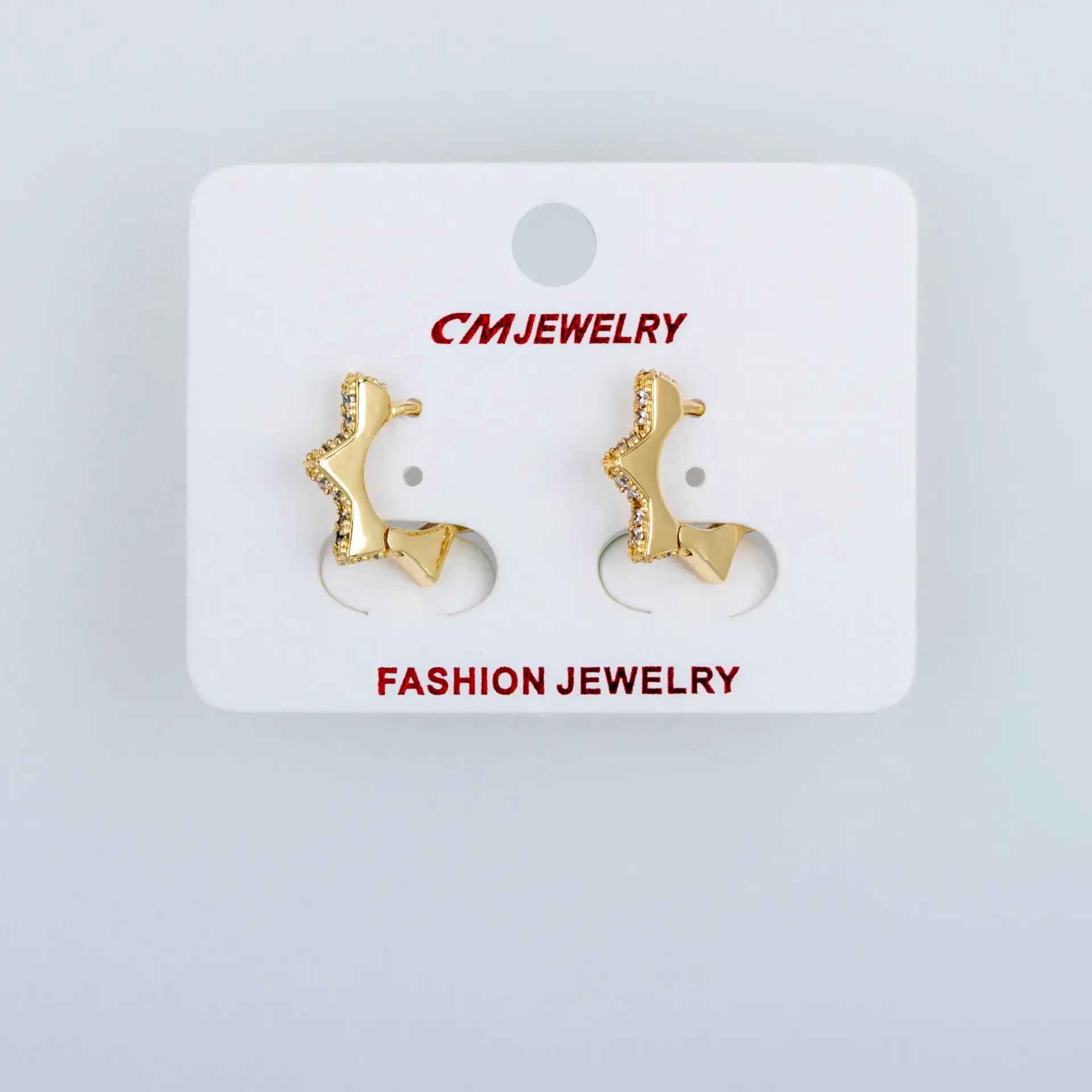 CM Jewelry 14K Kaplama Tırnaklı Halka Küpe Yıldız