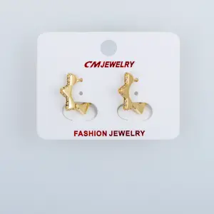 CM Jewelry 14K Kaplama Tırnaklı Halka Küpe Yıldız
