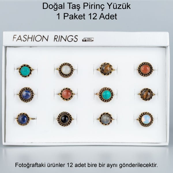 Doğal Taş Pirinç Yüzük-Paket