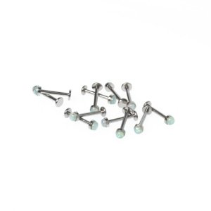 Toptan 316L Çelik Piercing Labret 3.5mm Fake Opal Taş Boy: 1.2x10x3.5mm