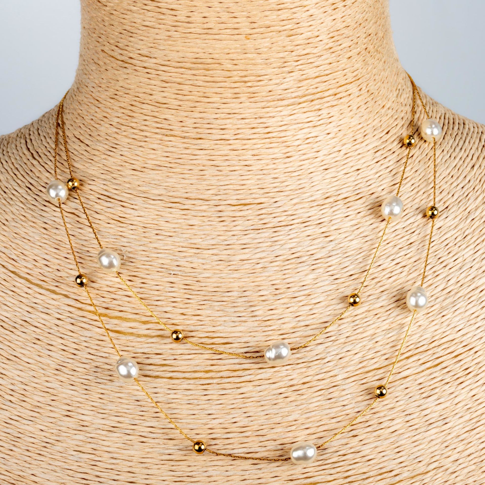 Steel Chain Necklace Pearl