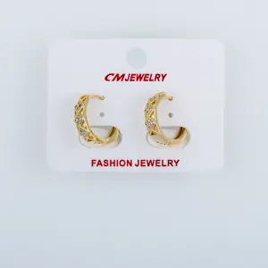 CM Jewelry 14K Kaplama Tırnaklı Halka Küpe