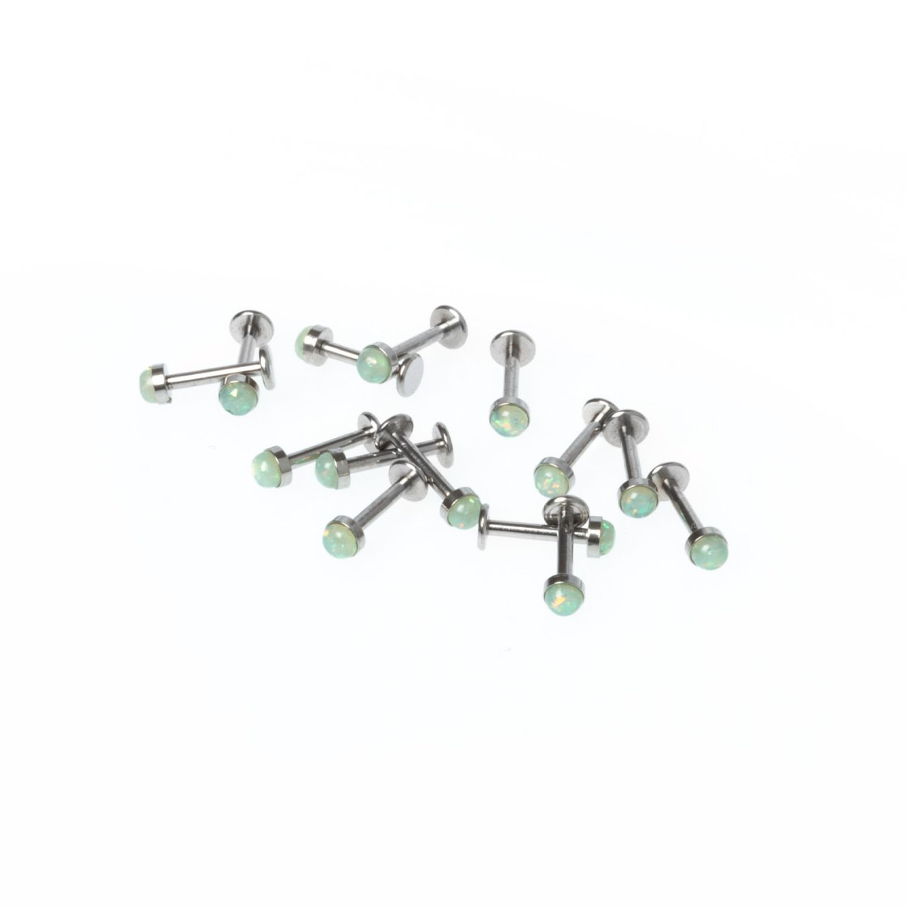 Toptan 316L Çelik Piercing Labret 3.5mm Fake Opal Taş Boy: 1.2x8x3.5mm