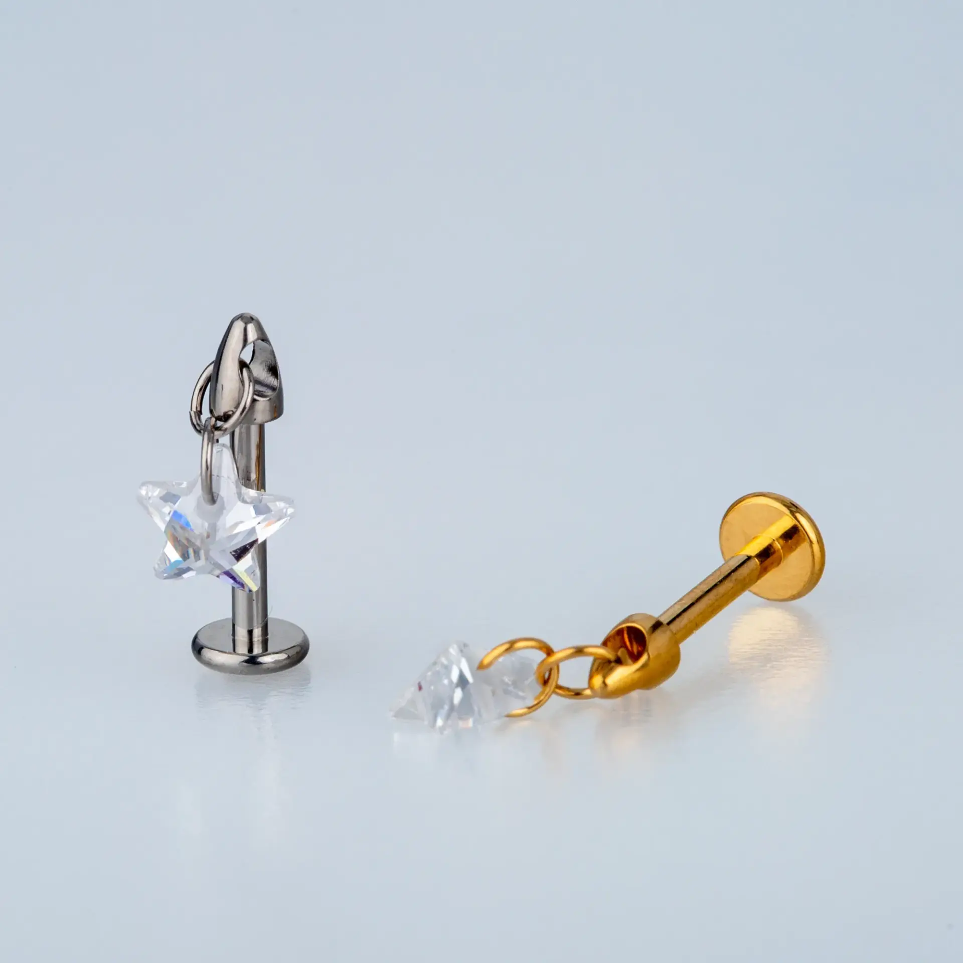 Piercing G23 Titanyum Tragus Helix Yıldız Taş Sarı 8mm