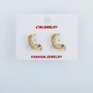 CM Jewelry 14K Kaplama Tırnaklı Halka Küpe