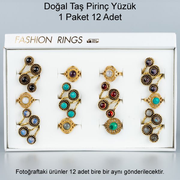 Natural Stone Brass Ring-Package