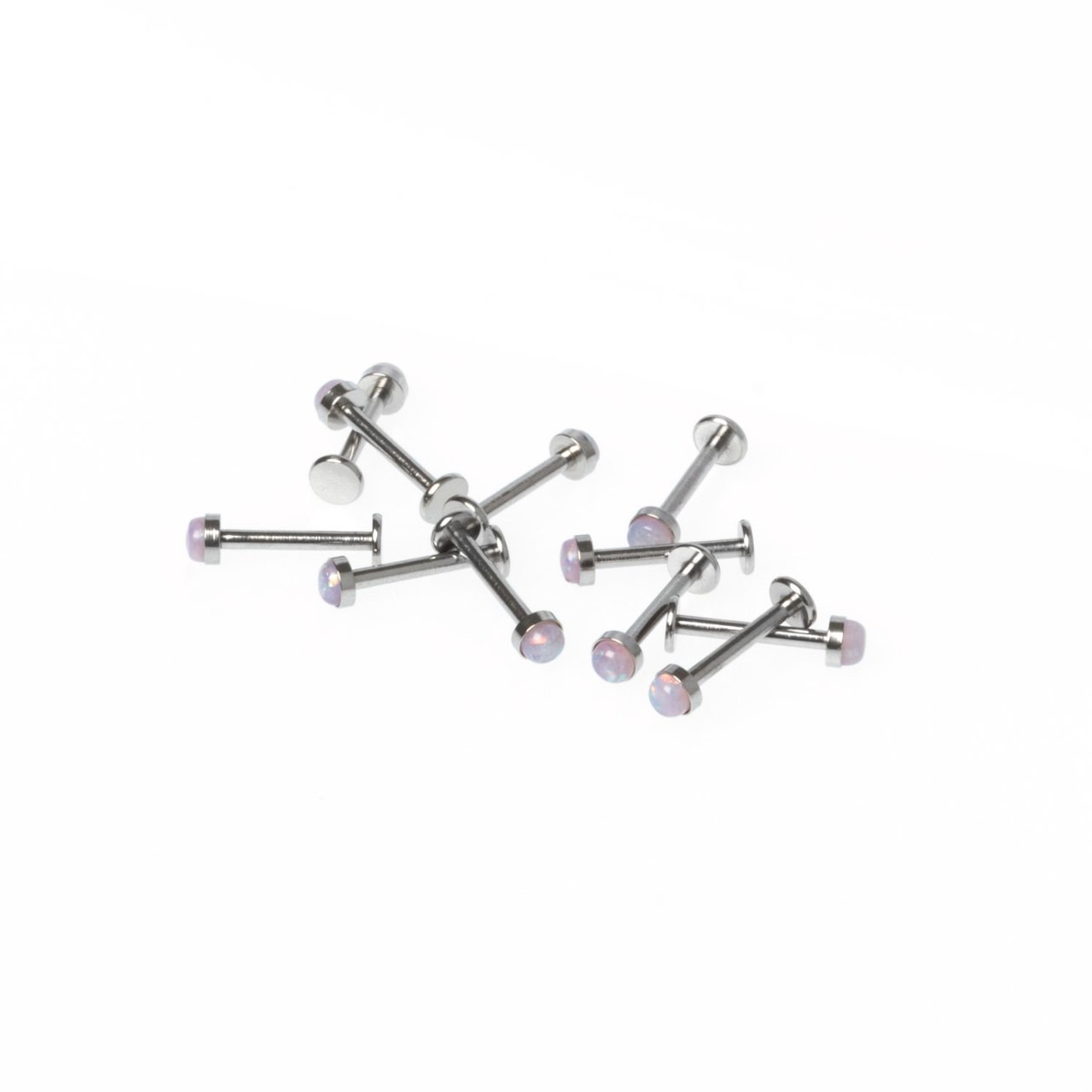 Toptan 316L Çelik Piercing Labret 3.5mm Fake Opal Taş Boy: 1.2x10x3.5mm