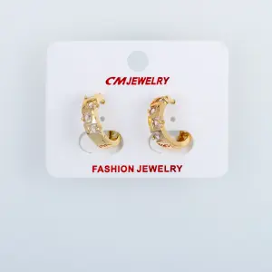 CM Jewelry 14K Kaplama Tırnaklı Halka Küpe