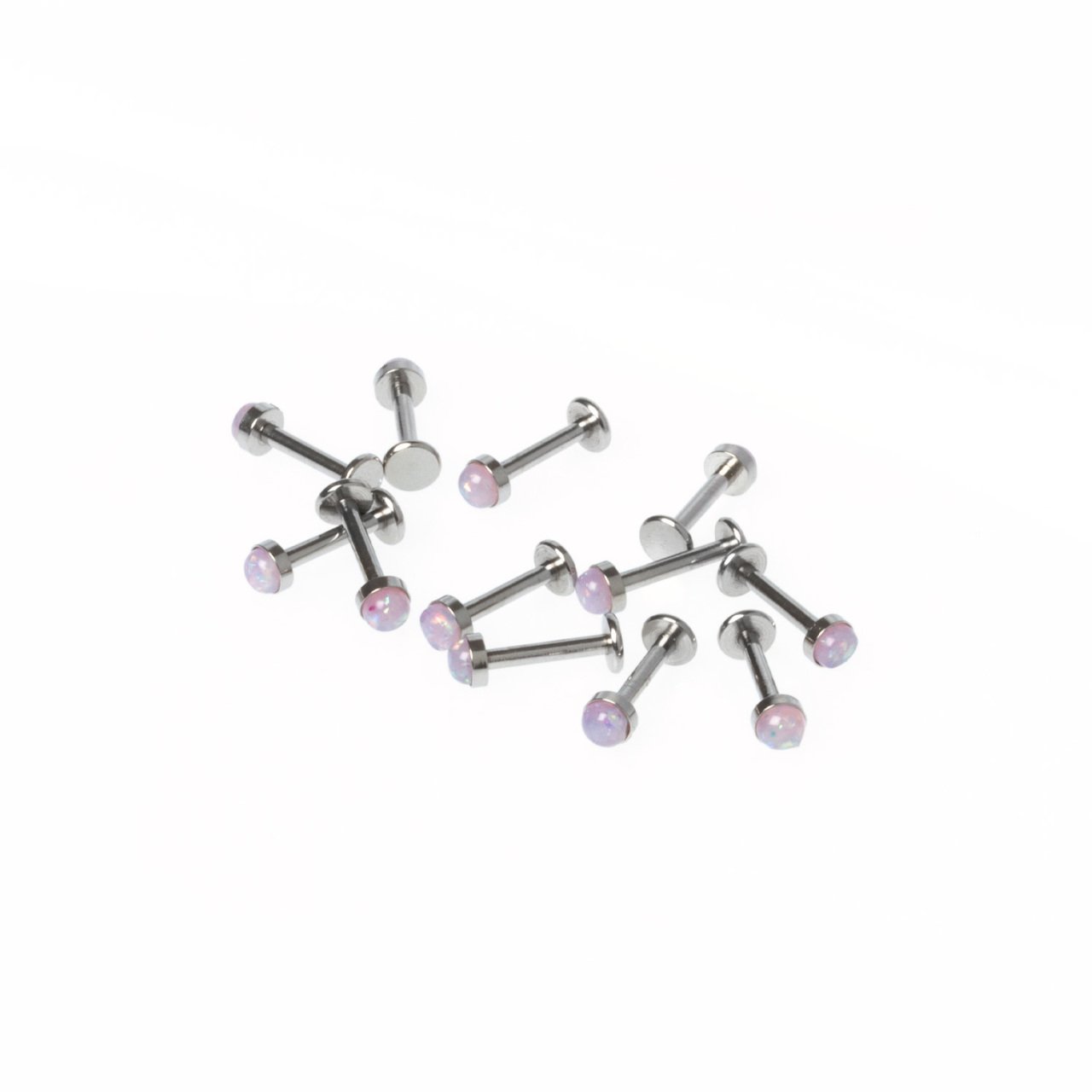 Toptan 316L Çelik Piercing Labret 3.5mm Fake Opal Taş Boy: 1.2x8x3.5mm