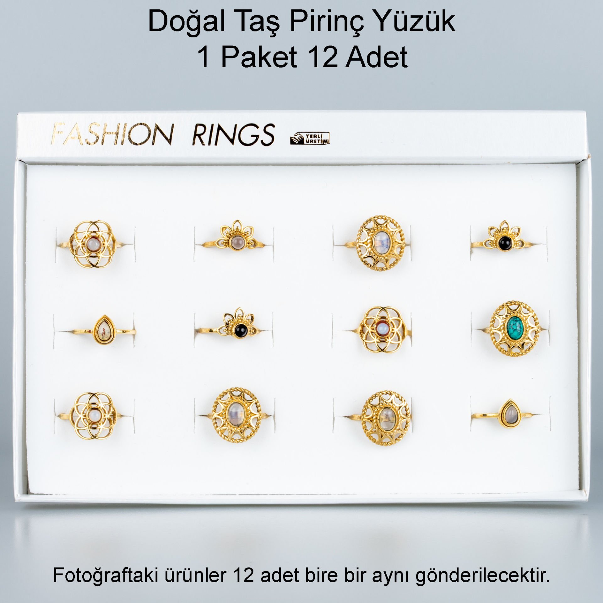 Natural Stone Brass Ring-Package