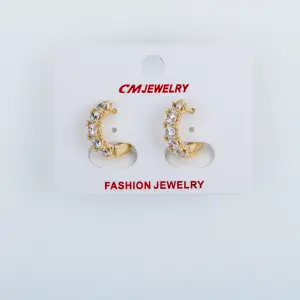 CM Jewelry 14K Kaplama Tırnaklı Halka Küpe