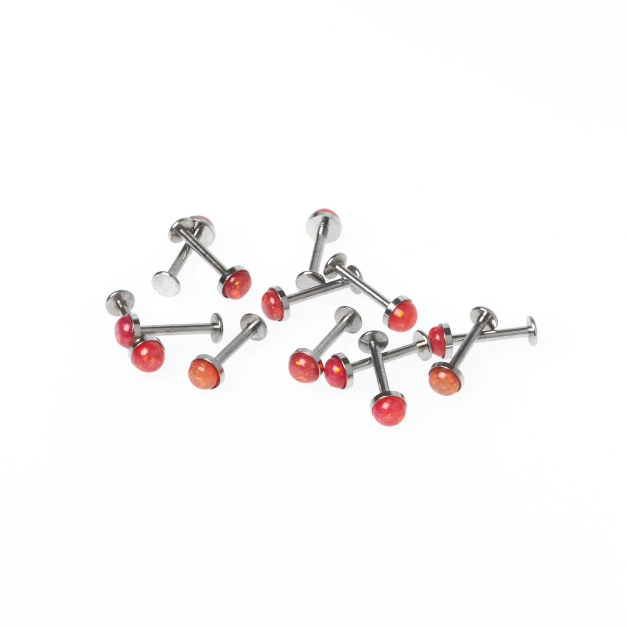 Toptan 316L Çelik Piercing Labret 4.5mm Fake Opal Taş Boy: 1.2x10x4.5mm