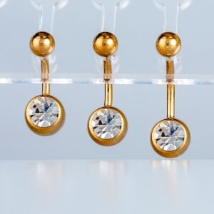 Piercing Titanyum  Göbek 8-10-12mm Bar Gold Renk