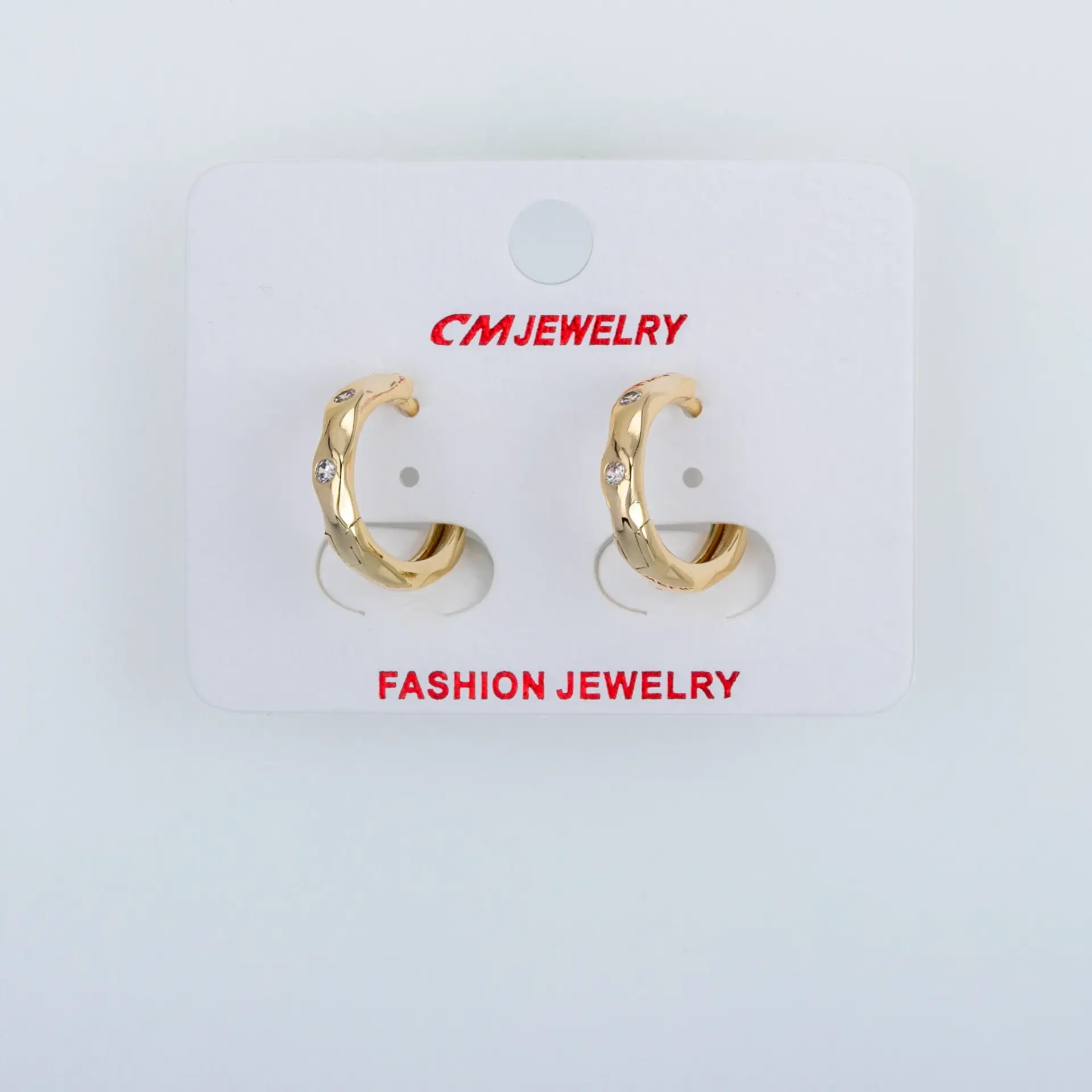 CM Jewelry 14K Kaplama Tırnaklı Halka Küpe