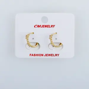 CM Jewelry 14K Kaplama Tırnaklı Halka Küpe