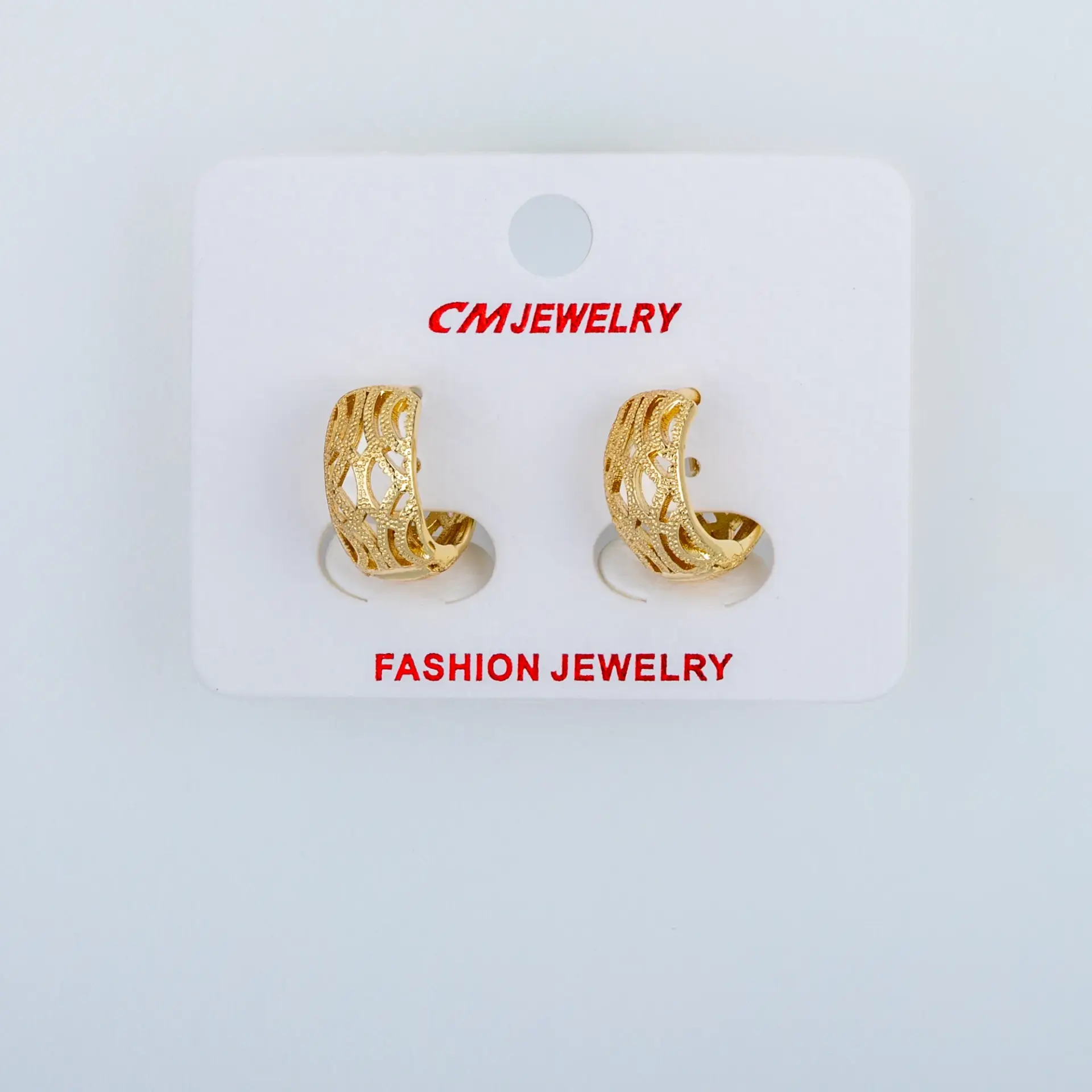 CM Jewelry 14K Kaplama Tırnaklı Halka Küpe