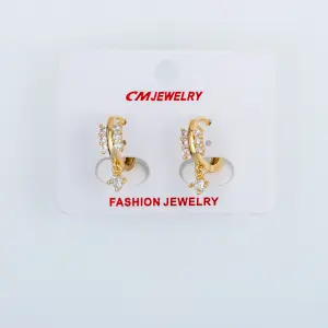 CM Jewelry 14K Kaplama Tırnaklı Halka Küpe
