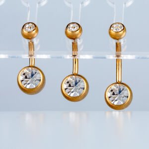 Piercing Titanyum Göbek 8-10-12mm Bar Gold Renk