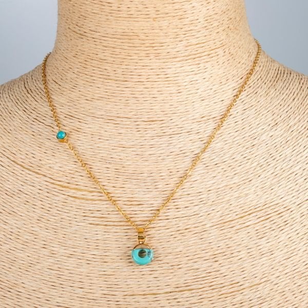 Steel Chain Necklace Natural Stone
