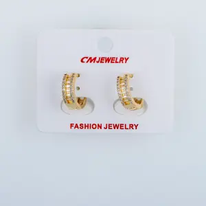 CM Jewelry 14K Kaplama Tırnaklı Halka Küpe