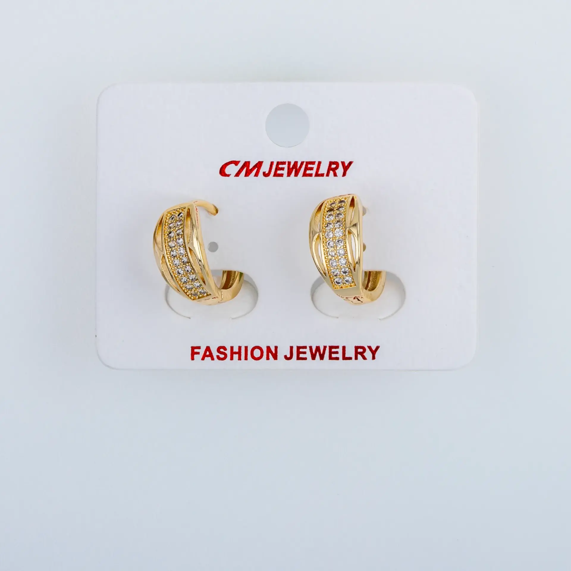CM Jewelry 14K Kaplama Tırnaklı Halka Küpe