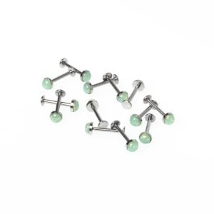 Toptan 316L Çelik Piercing Labret 4.5mm Fake Opal Taş Boy: 1.2x10x4.5mm