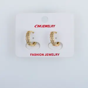 CM Jewelry 14K Kaplama Tırnaklı Halka Küpe