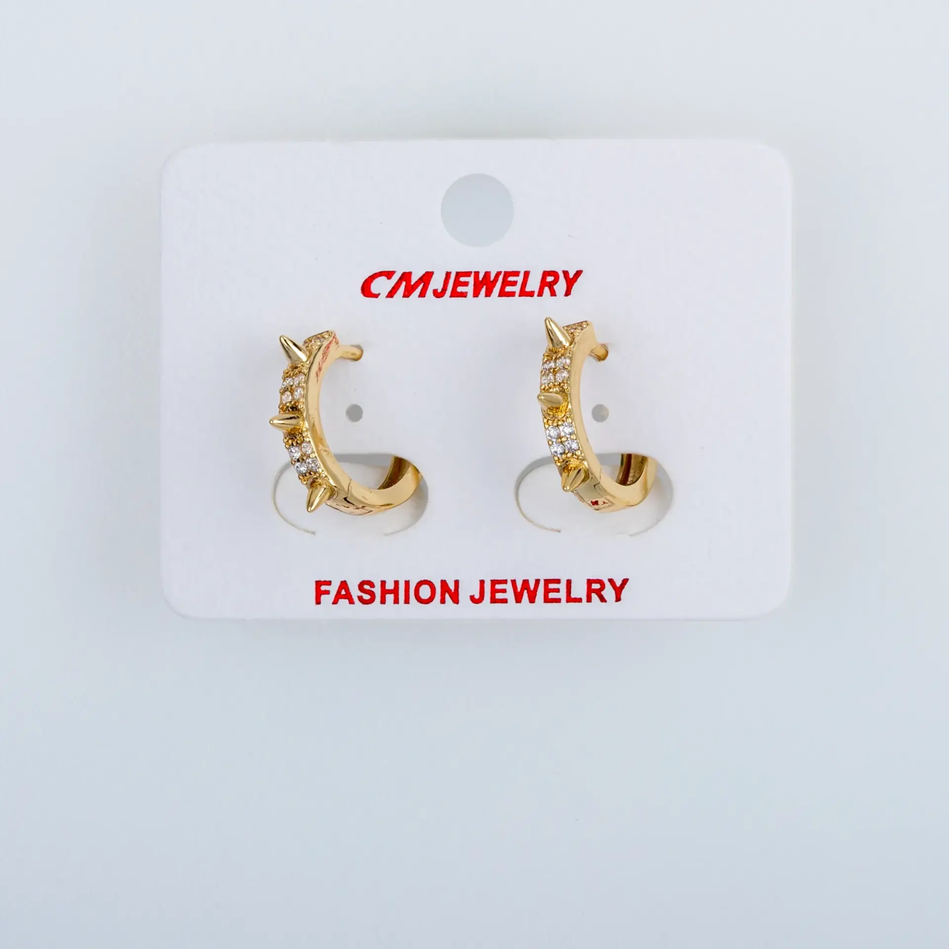 CM Jewelry 14K Kaplama Tırnaklı Halka Küpe