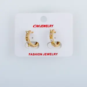 CM Jewelry 14K Kaplama Tırnaklı Halka Küpe