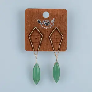 Toptan Geometrik Halka Doğal Taşlı Butik Küpe