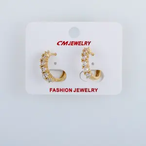 CM Jewelry 14K Kaplama Tırnaklı Halka Küpe