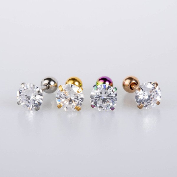 Piercing Tragus 6mm Yuvarlak Taş