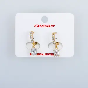 CM Jewelry 14K Kaplama Tırnaklı Halka Küpe