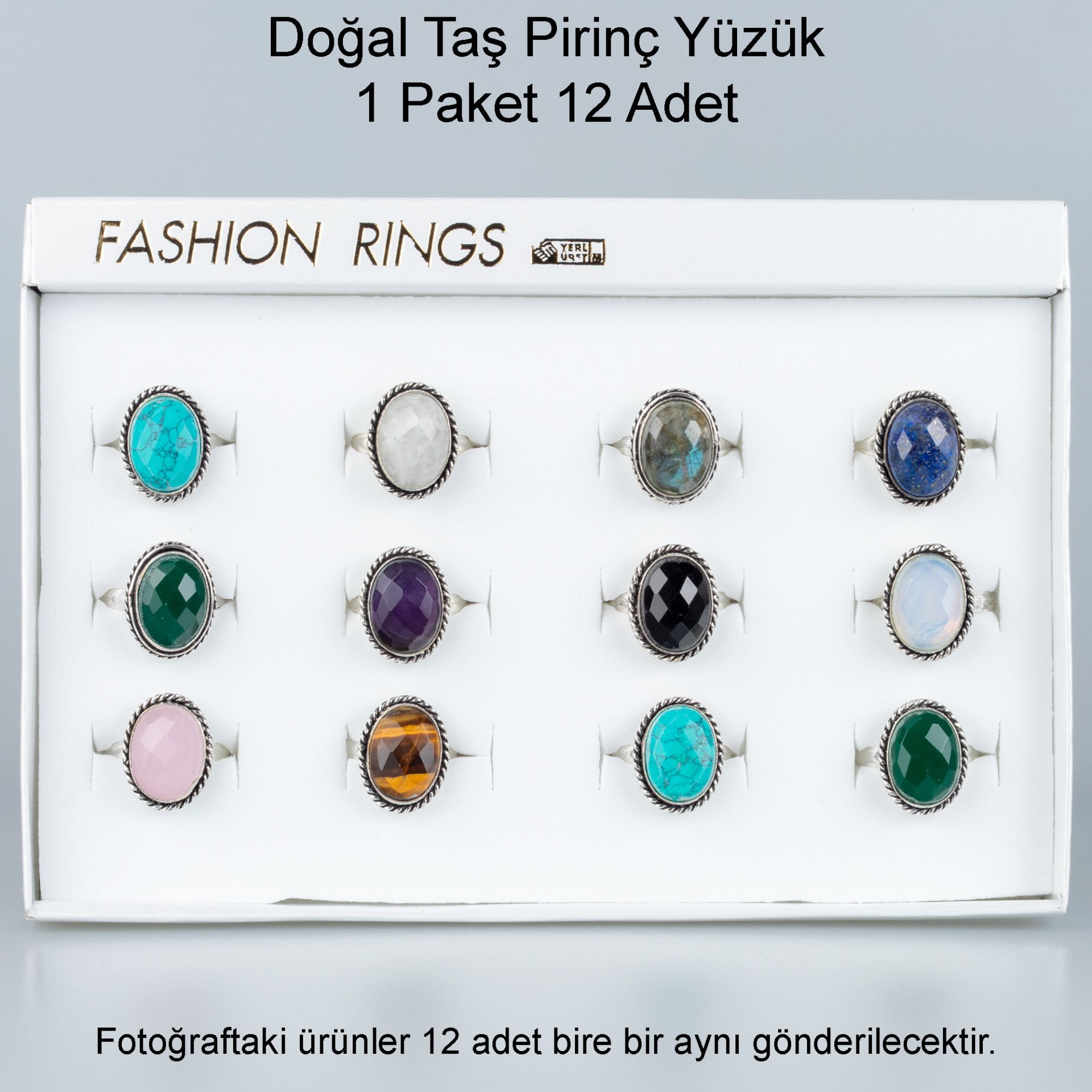 Doğal Taş Pirinç Yüzük-Paket