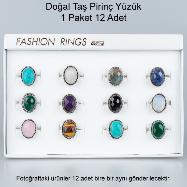 Doğal Taş Pirinç Yüzük-Paket